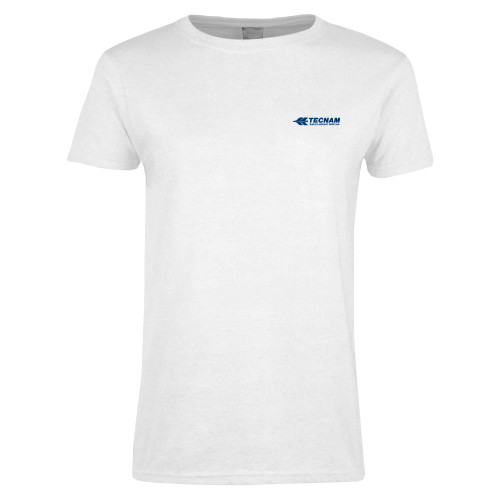 Womens White Short Sleeve Tee-TECNAM Primary Logo