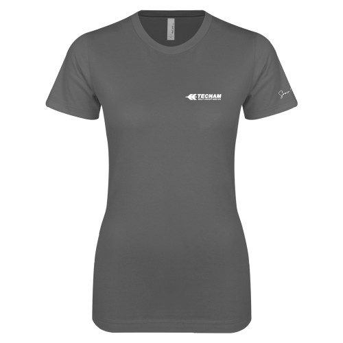 Next Level Womens Charcoal Boyfriend Tee-TECNAM Primary Logo