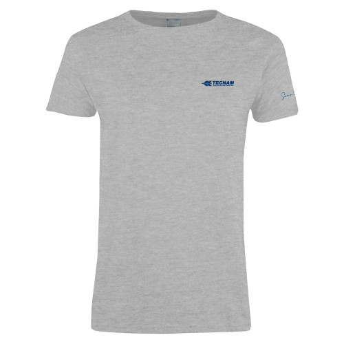 Womens Grey Short Sleeve Tee-TECNAM Primary Logo