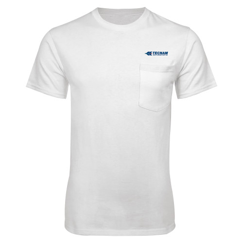 White T-Shirt w/Pocket-TECNAM Primary Logo
