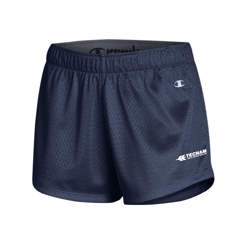 Champion Womens Navy Mesh Short-TECNAM Primary Logo