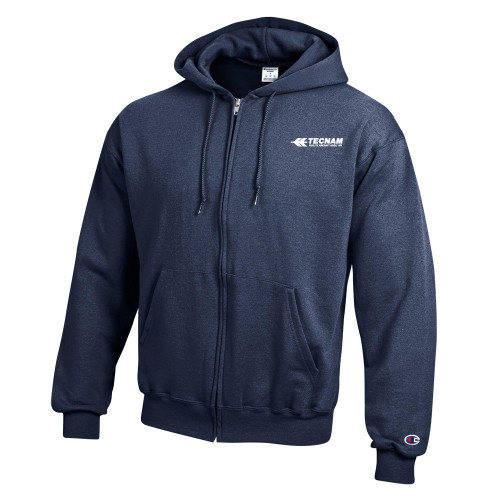 Champion Navy Full Zip Hood-TECNAM Primary Logo