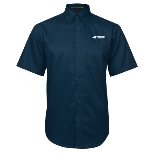 Navy Twill Button Down Short Sleeve-TECNAM Primary Logo