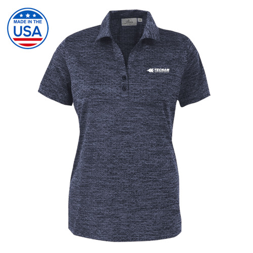 Womens Navy Honeycomb Jacquard Polo-TECNAM Primary Logo