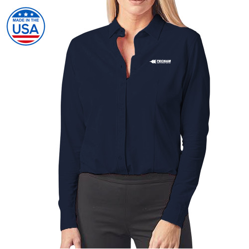 Womens Navy Elitech Prestige Knit Long Sleeve Shirt-TECNAM Primary Logo