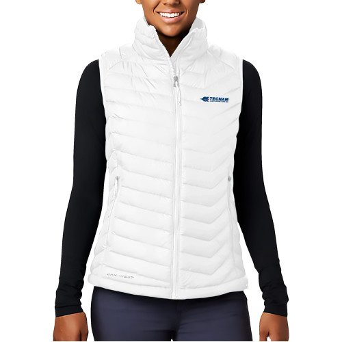 Columbia Womens White Powder Lite Vest-TECNAM Primary Logo