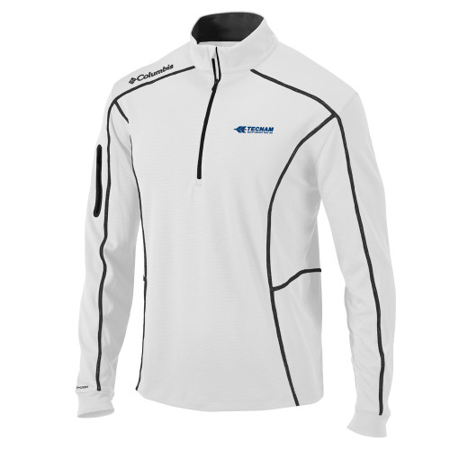 Columbia White Omni Wick Shotgun 1/4 Zip-TECNAM Primary Logo