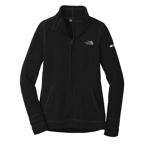 The North Face Womens Black Heather Fleece Jacket-TECNAM Primary Logo