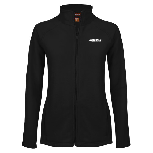 Womens Black Fleece Full Zip Jacket-TECNAM Primary Logo