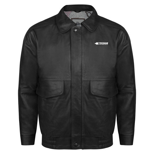 Black Buffed Bomber Jacket-TECNAM Primary Logo
