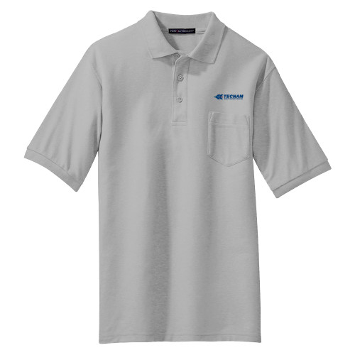 Grey Silk Touch Polo w/ Pocket-TECNAM Primary Logo