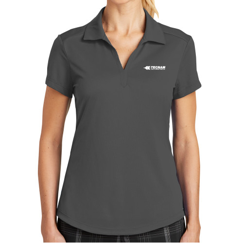 Nike Womens Charcoal Dri Fit Legacy Polo-TECNAM Primary Logo
