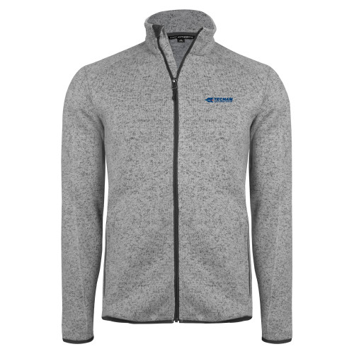 Grey Heather Sweater Fleece Jacket-TECNAM Primary Logo