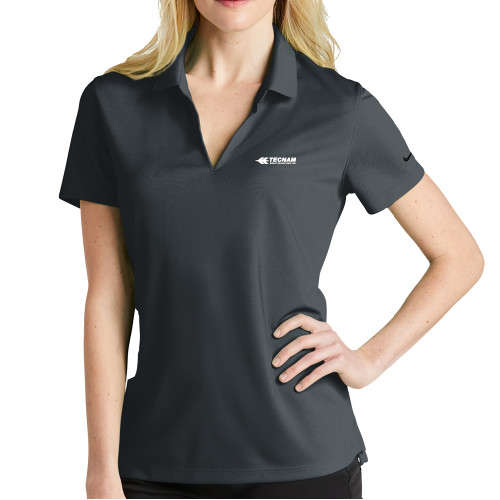 Nike Womens Charcoal Dri Fit Micro Pique Polo-TECNAM Primary Logo
