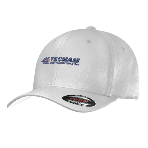 White Flexfit Structured Low Profile Hat-TECNAM Primary Logo