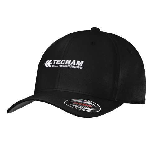 Black Flexfit Structured Low Profile Hat-TECNAM Primary Logo