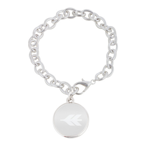 Silver Charm Bracelet with Round Charm-TECNAM Icon Engraved