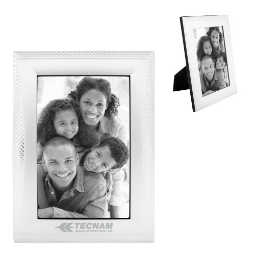 Satin Silver Metal Textured 4 x 6 Photo Frame-TECNAM Primary Logo Engraved