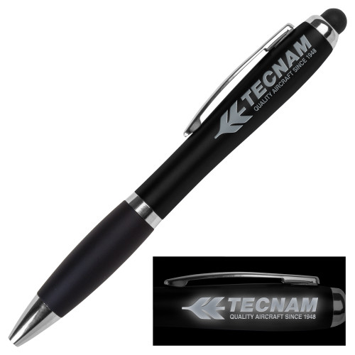 LIGHT UP LOGO Black Stylus Pen-TECNAM Primary Logo Engraved