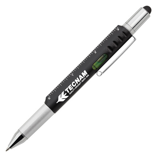 6 in 1 Black Ballpoint Pen-TECNAM Primary Logo