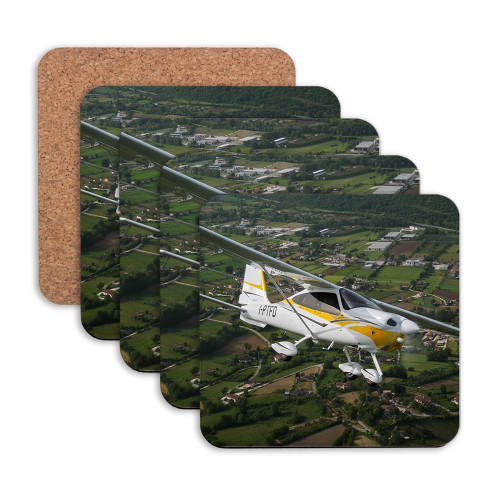 Hardboard Coaster w/Cork Backing 4/set-Plane Tail Logo