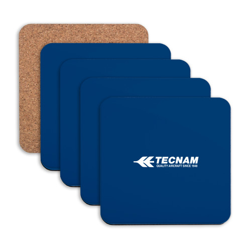 Hardboard Coaster w/Cork Backing 4/set-TECNAM Primary Logo