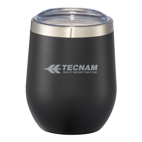 Corzo Vacuum Insulated Black Cup 12oz-TECNAM Primary Logo Engraved