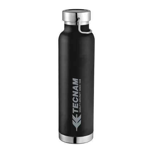 Thor Copper Vacuum Insulated Black Bottle 22oz-TECNAM Primary Logo Engraved