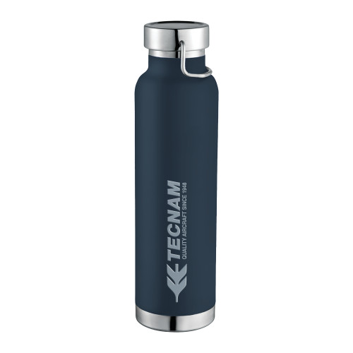 Thor Copper Vacuum Insulated Navy Bottle 22oz-TECNAM Primary Logo Engraved