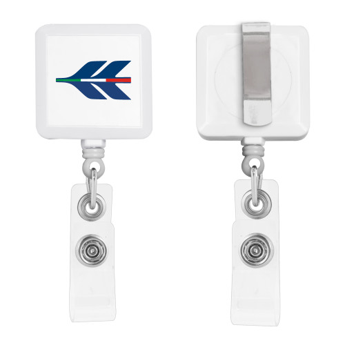 White Square Retractable Badge Holder-TECNAM Icon