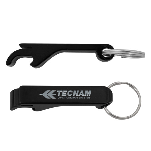 Aluminum Black Bottle Opener-TECNAM Primary Logo Engraved