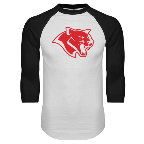  White/Black Raglan Baseball T Shirt - Cougar