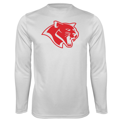  White Performance Long Sleeve Shirt - Cougar