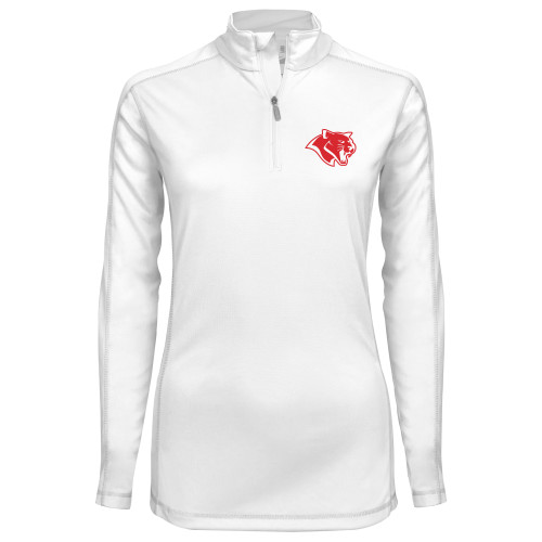  Syntrel Womens White Interlock 1/4 Zip - Cougar