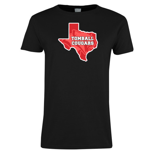  Womens Black Short Sleeve Tee - Tomball Cougars Texas