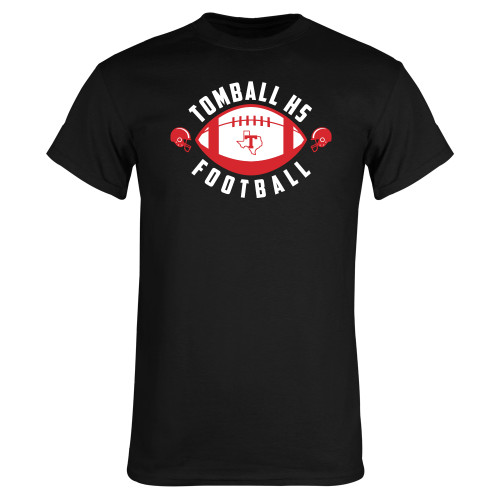  Black T Shirt - Football with Ball and Helmets
