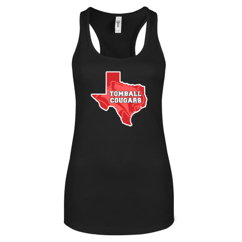  Next Level Womens Black Racerback Tank  - Tomball Cougars Texas