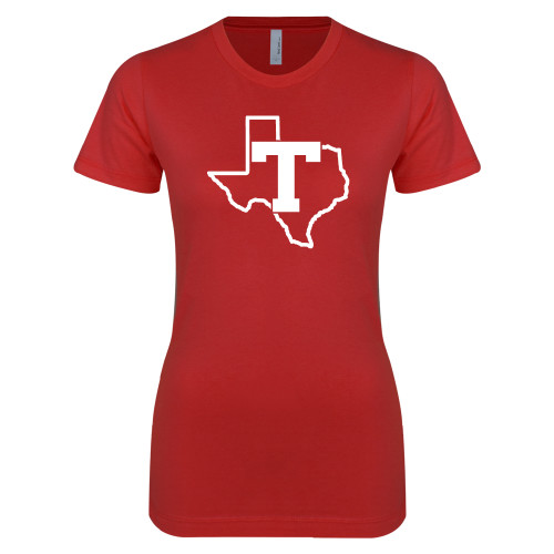  Next Level Womens Red Boyfriend Tee - T Texas
