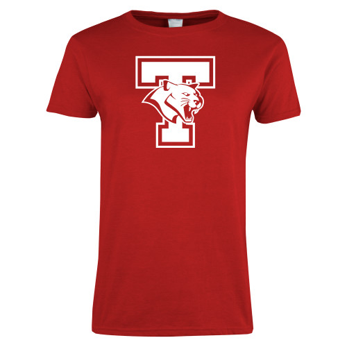  Womens Short Sleeve Red Tee - T Cougar