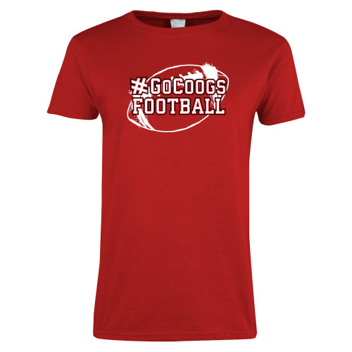  Womens Short Sleeve Red Tee - Go Coogs Football