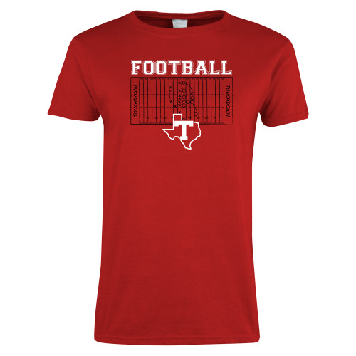  Womens Short Sleeve Red Tee - Football Play