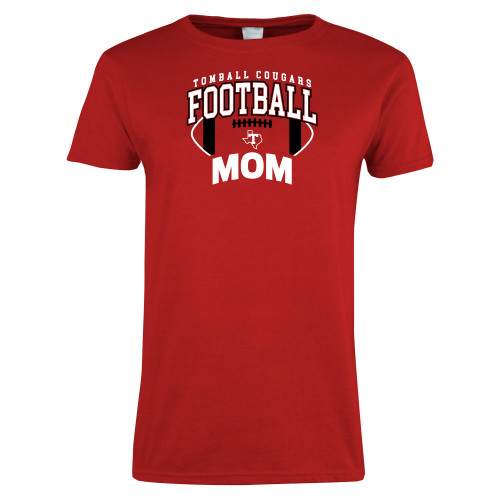 Womens Red Short Sleeve Tee - Tomball Cougars Football Mom