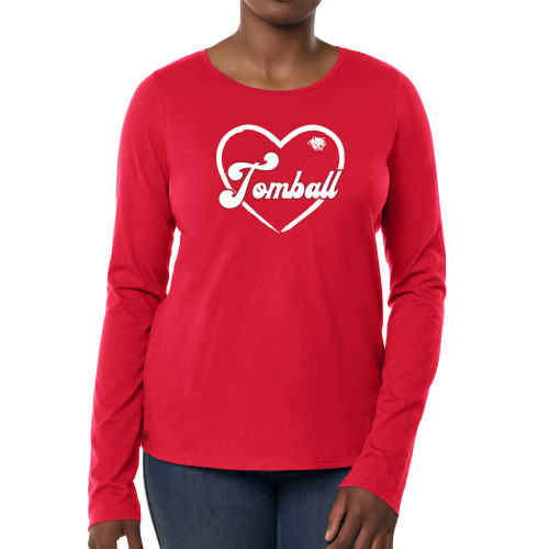  Fall Rush Ladies Red Long Sleeve Tee - Tomball Heart