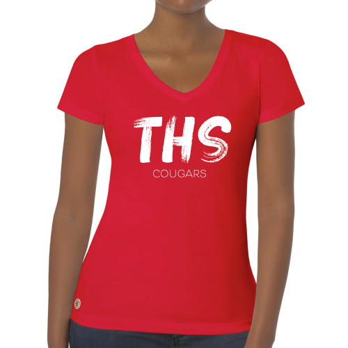  Fall Rush Ladies Red V Neck Tee - THS Stroke