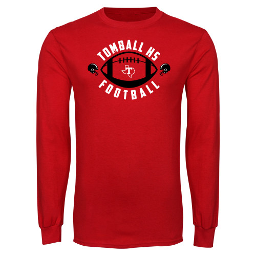  Red Long Sleeve T Shirt - Football with Ball and Helmets