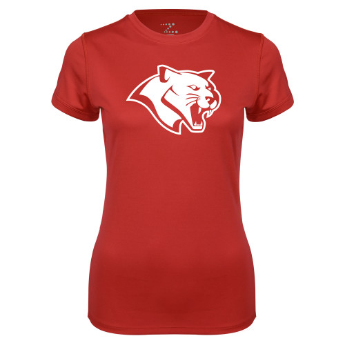  Womens Red Performance Tee - Cougar