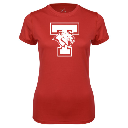  Womens Red Performance Tee - T Cougar