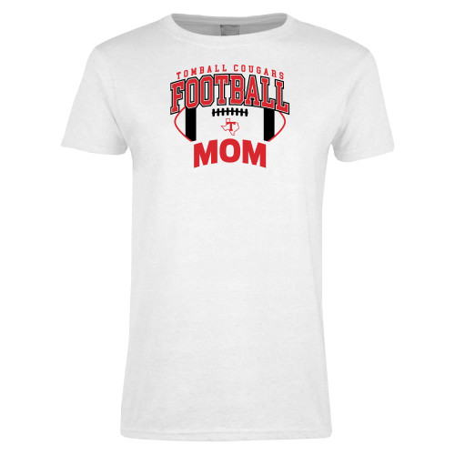 Womens White Short Sleeve Tee - Tomball Cougars Football Mom