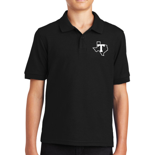  Youth Black Silk Touch Polo - T Texas