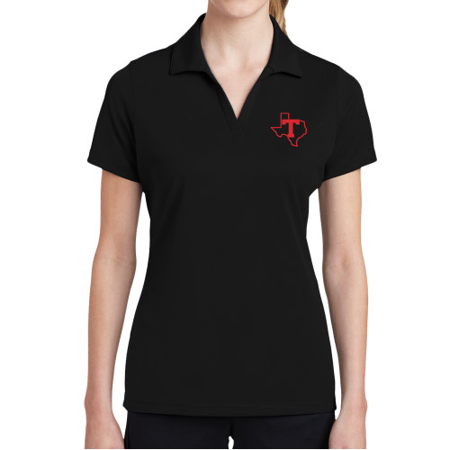  Womens Black Dry Mesh Polo - T Texas
